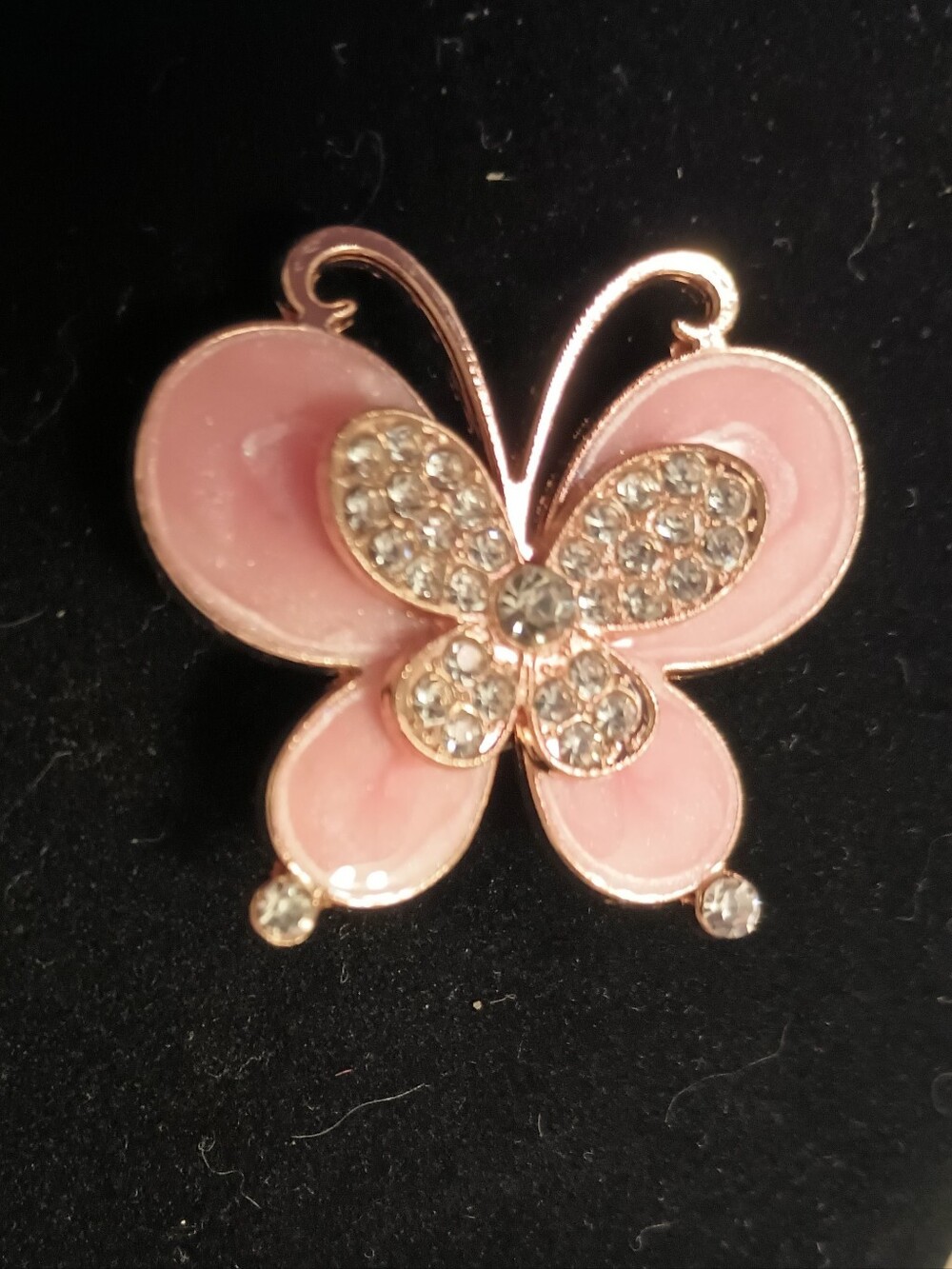 Shoe Charm Pink Butterfly with Rhinestones
